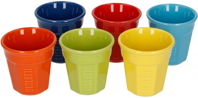 Bialetti Multicolour Ceramic Espresso Cups 90 Ml, 6 Pcs