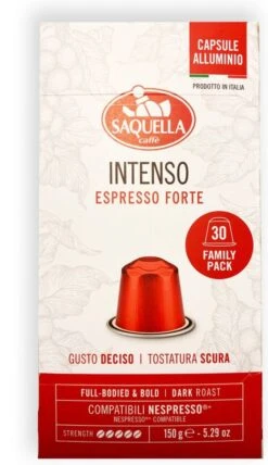 Saquella NEW Intenso Nespresso-Compatible Coffee Capsules 30 Pcs
