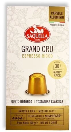 Saquella NEW Grand Cru Nespresso-Compatible Coffee Capsules 30 Pcs
