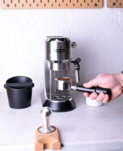 JoeFrex Bottomless Naked Portafilter DeLonghi Dedica, Walnut -Coffee Supplies Store joefrex bottomless portafilter delonghi dedica 7685